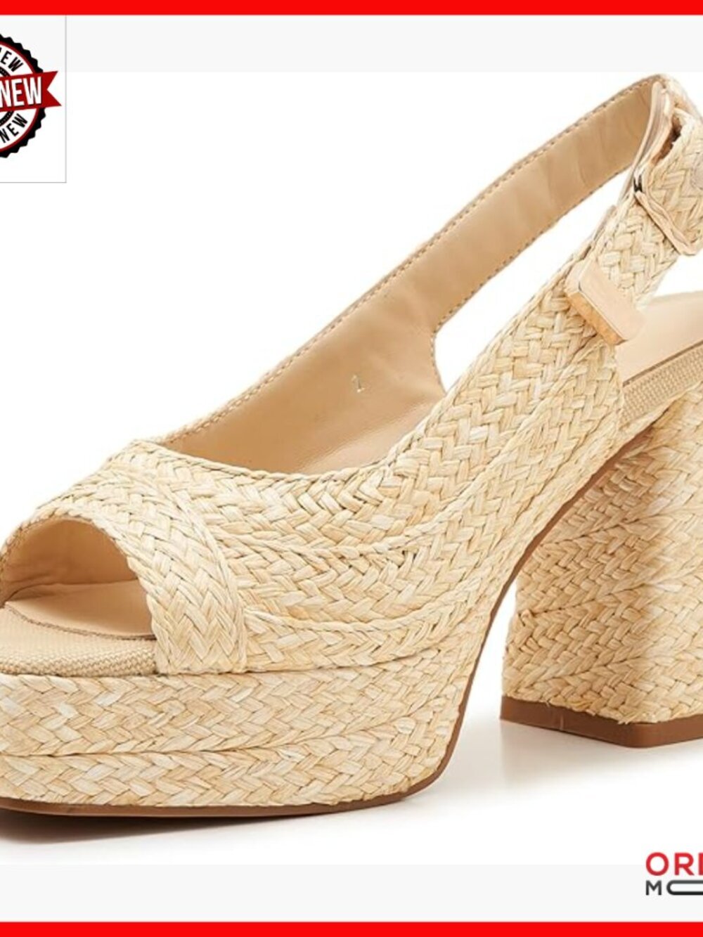 Raffia Platform Sandals Chunky Heel Adjustable Strap Summer Dressy Shoes